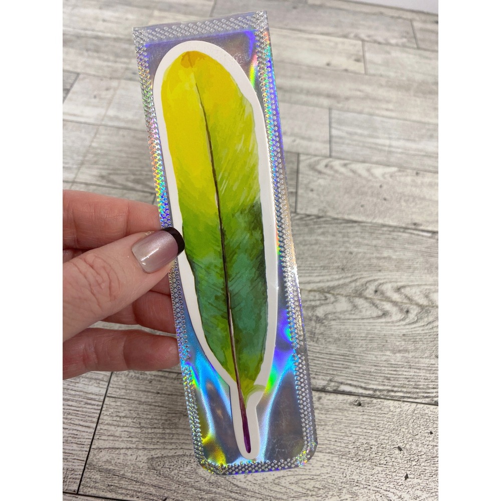 Bookmark Vibrant Watercolor Feather Die-Cut - Colorful whimsical nature Reader